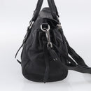 Miu Miu Hand Bag Vitellolux 2way Black Silver Auth 211112V-4
