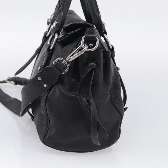 Miu Miu Hand Bag Vitellolux 2way Black Silver Auth 211112V