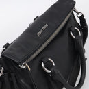 Miu Miu Hand Bag Vitellolux 2way Black Silver Auth 211112V-6