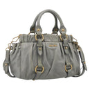 Miu Miu Hand Bag Vitellolux 2way Gray Gold Auth 211115V-1