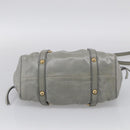 Miu Miu Hand Bag Vitellolux 2way Gray Gold Auth 211115V-12