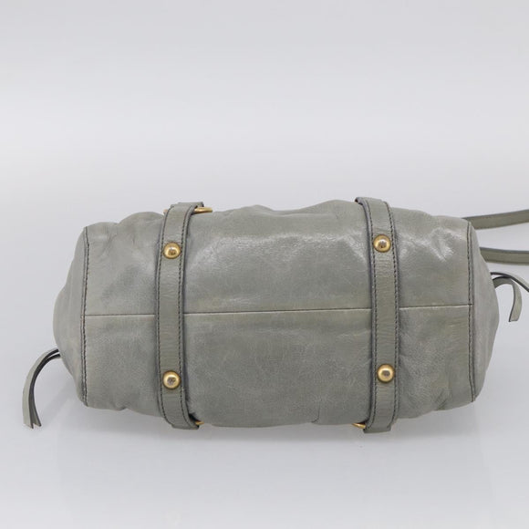 Miu Miu Hand Bag Vitellolux 2way Gray Gold Auth 211115V