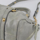 Miu Miu Hand Bag Vitellolux 2way Gray Gold Auth 211115V-13