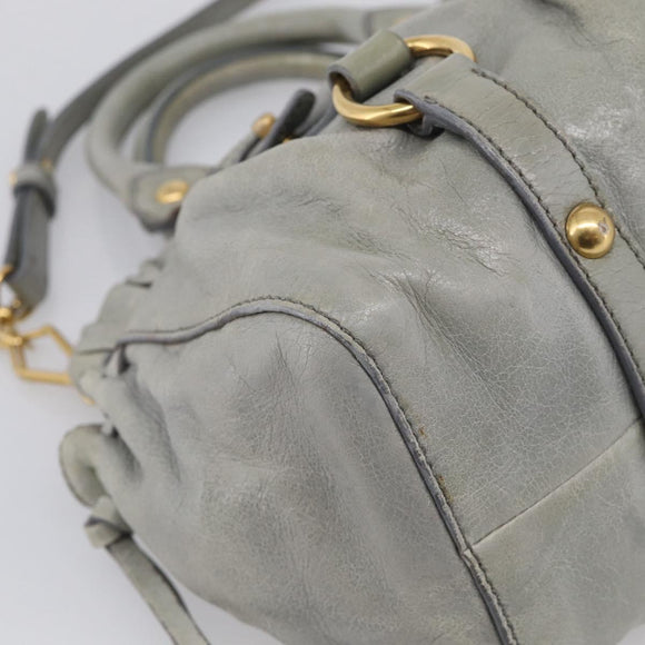 Miu Miu Hand Bag Vitellolux 2way Gray Gold Auth 211115V