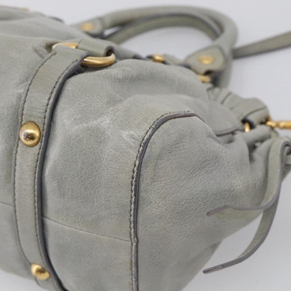Miu Miu Hand Bag Vitellolux 2way Gray Gold Auth 211115V