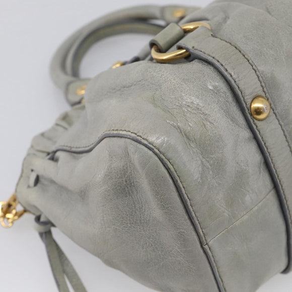 Miu Miu Hand Bag Vitellolux 2way Gray Gold Auth 211115V