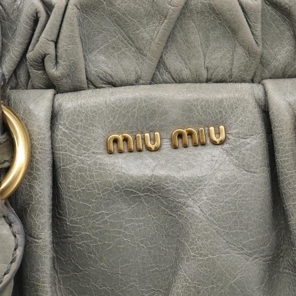 Miu Miu Hand Bag Vitellolux 2way Gray Gold Auth 211115V
