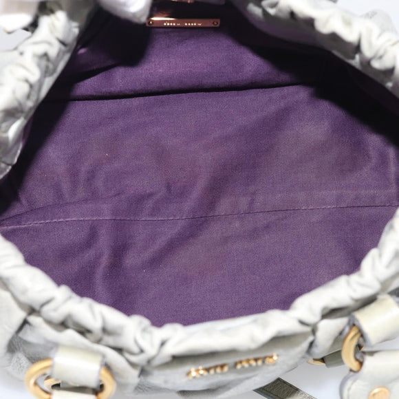 Miu Miu Hand Bag Vitellolux 2way Gray Gold Auth 211115V