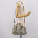 Miu Miu Hand Bag Vitellolux 2way Gray Gold Auth 211115V-24