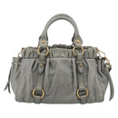 Miu Miu Hand Bag Vitellolux 2way Gray Gold Auth 211115V-3