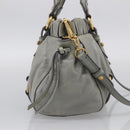 Miu Miu Hand Bag Vitellolux 2way Gray Gold Auth 211115V-4