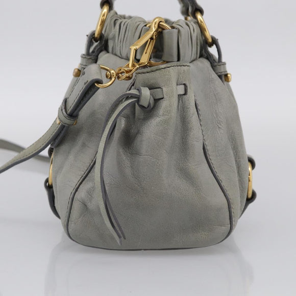 Miu Miu Hand Bag Vitellolux 2way Gray Gold Auth 211115V