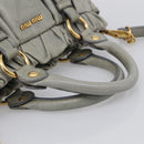 Miu Miu Hand Bag Vitellolux 2way Gray Gold Auth 211115V-7