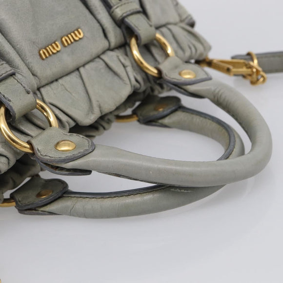 Miu Miu Hand Bag Vitellolux 2way Gray Gold Auth 211115V