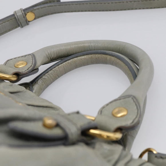 Miu Miu Hand Bag Vitellolux 2way Gray Gold Auth 211115V
