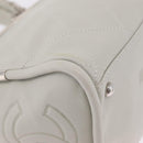 CHANEL Matelasse Hand Bag Lamb Skin Ivory Silver CC Auth 211116V-12