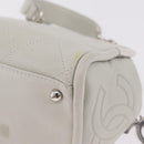 CHANEL Matelasse Hand Bag Lamb Skin Ivory Silver CC Auth 211116V-15