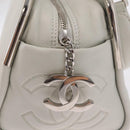 CHANEL Matelasse Hand Bag Lamb Skin Ivory Silver CC Auth 211116V-16