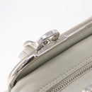 CHANEL Matelasse Hand Bag Lamb Skin Ivory Silver CC Auth 211116V-17