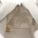 CHANEL Matelasse Hand Bag Lamb Skin Ivory Silver CC Auth 211116V-21