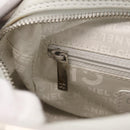 CHANEL Matelasse Hand Bag Lamb Skin Ivory Silver CC Auth 211116V-22