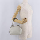 CHANEL Matelasse Hand Bag Lamb Skin Ivory Silver CC Auth 211116V-27
