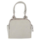 CHANEL Matelasse Hand Bag Lamb Skin Ivory Silver CC Auth 211116V-3