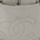 CHANEL Matelasse Hand Bag Lamb Skin Ivory Silver CC Auth 211116V-5