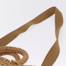 PRADA Hand Bag Raffia 2way Beige Gold Auth 211121V-10