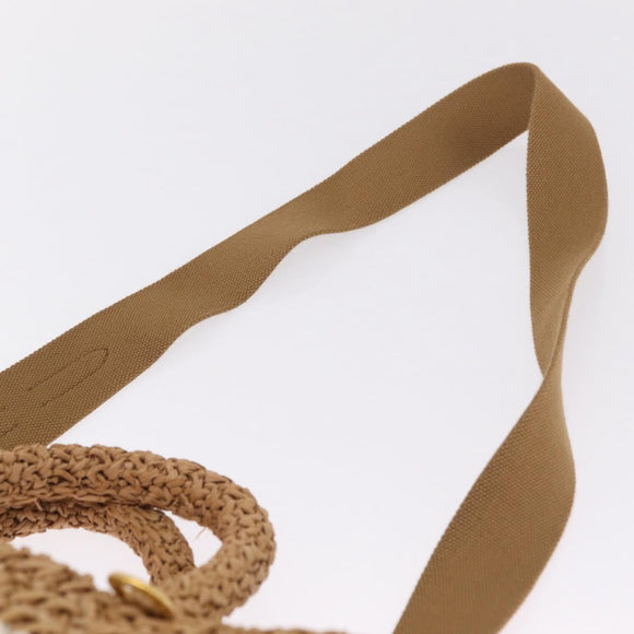 PRADA Hand Bag Raffia 2way Beige Gold Auth 211121V