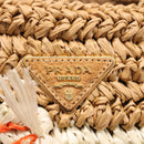 PRADA Hand Bag Raffia 2way Beige Gold Auth 211121V-16