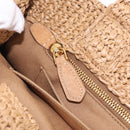 PRADA Hand Bag Raffia 2way Beige Gold Auth 211121V-21