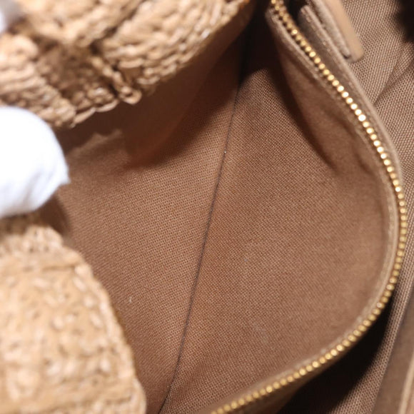 PRADA Hand Bag Raffia 2way Beige Gold Auth 211121V