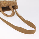 PRADA Hand Bag Raffia 2way Beige Gold Auth 211121V-9