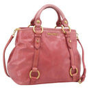 Miu Miu Hand Bag Vitellolux 2way Pink Gold Auth 211124V-1
