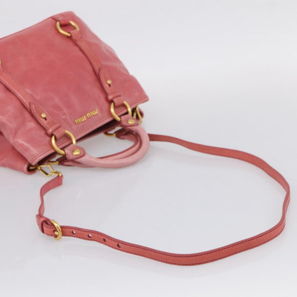 Miu Miu Hand Bag Vitellolux 2way Pink Gold Auth 211124V