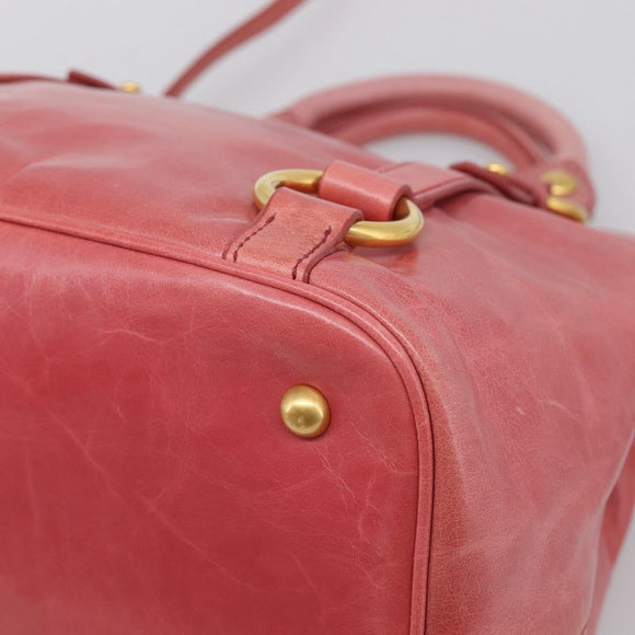 Miu Miu Hand Bag Vitellolux 2way Pink Gold Auth 211124V