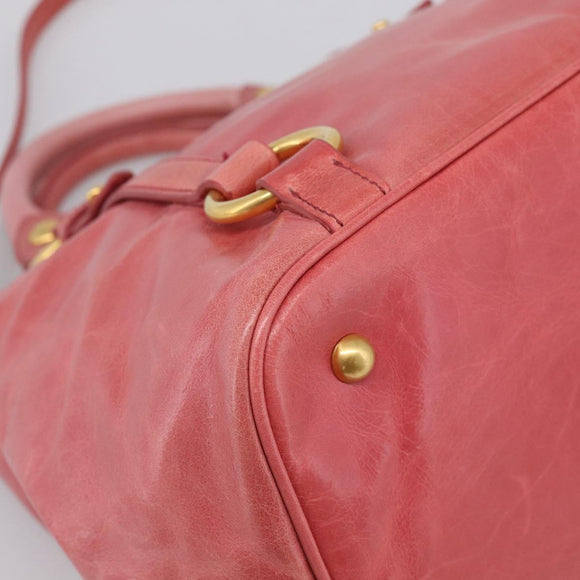 Miu Miu Hand Bag Vitellolux 2way Pink Gold Auth 211124V