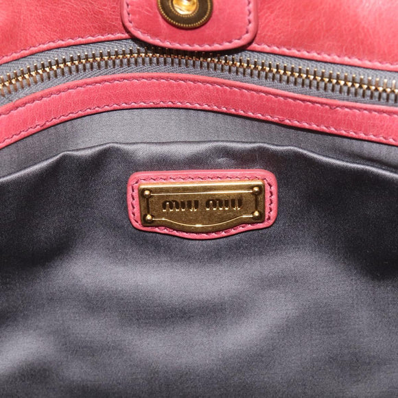 Miu Miu Hand Bag Vitellolux 2way Pink Gold Auth 211124V