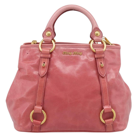 Miu Miu Hand Bag Vitellolux 2way Pink Gold Auth 211124V