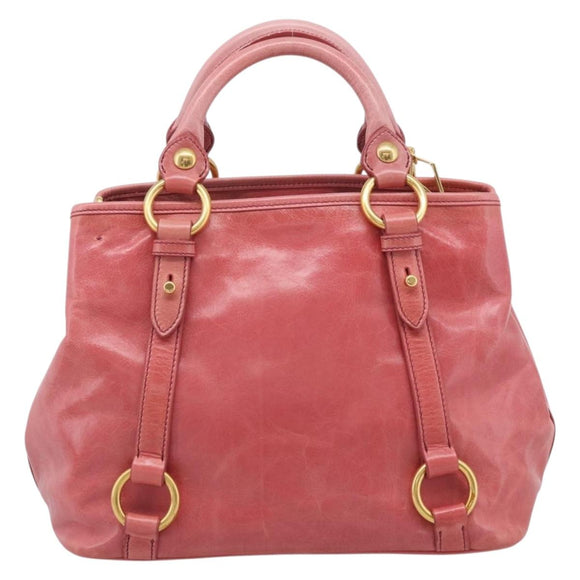 Miu Miu Hand Bag Vitellolux 2way Pink Gold Auth 211124V