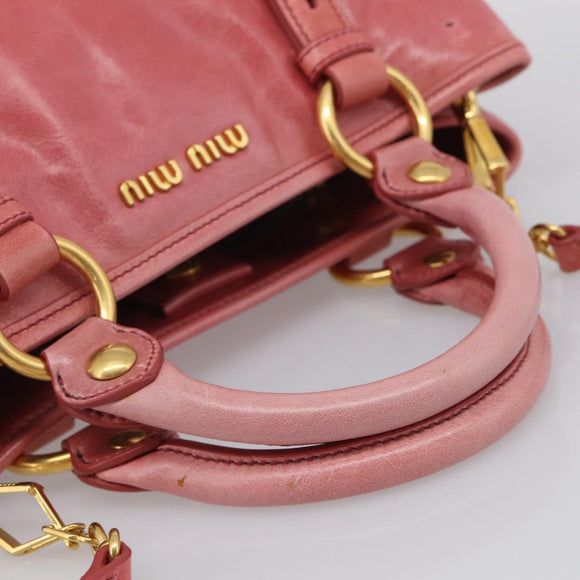 Miu Miu Hand Bag Vitellolux 2way Pink Gold Auth 211124V