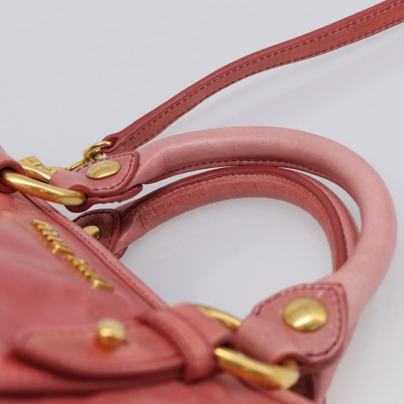 Miu Miu Hand Bag Vitellolux 2way Pink Gold Auth 211124V