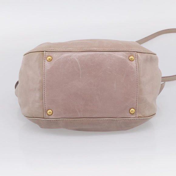 Miu Miu Hand Bag Vitellolux 2way Pink Gold Auth 211127V