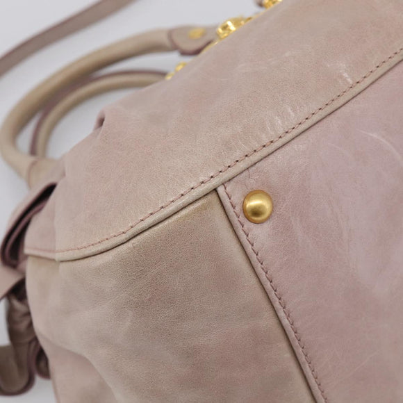 Miu Miu Hand Bag Vitellolux 2way Pink Gold Auth 211127V