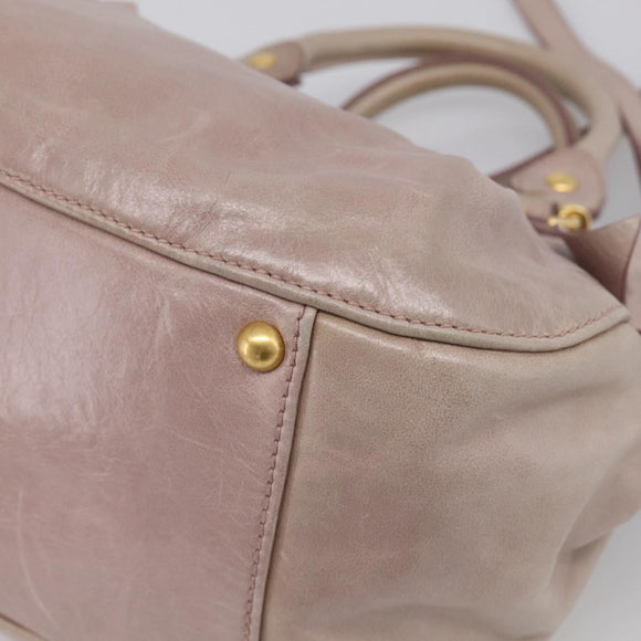 Miu Miu Hand Bag Vitellolux 2way Pink Gold Auth 211127V