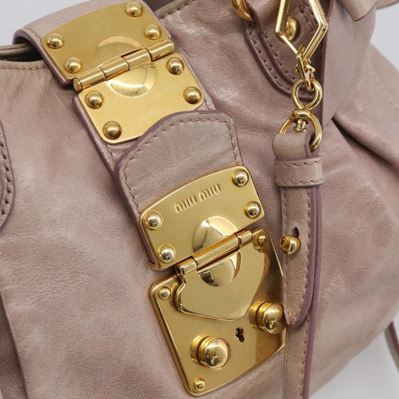 Miu Miu Hand Bag Vitellolux 2way Pink Gold Auth 211127V