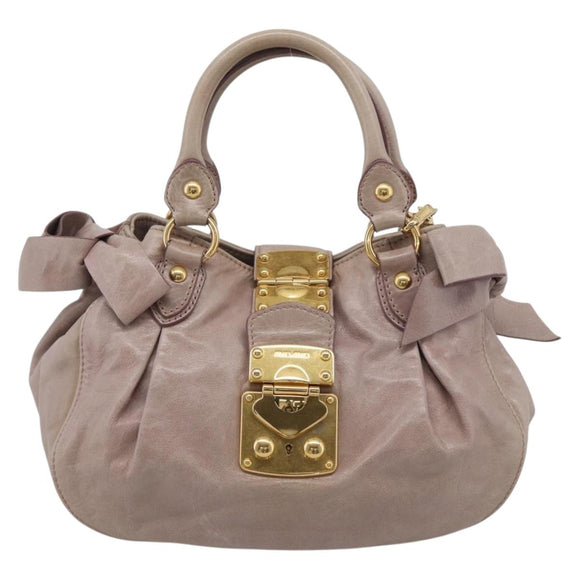 Miu Miu Hand Bag Vitellolux 2way Pink Gold Auth 211127V