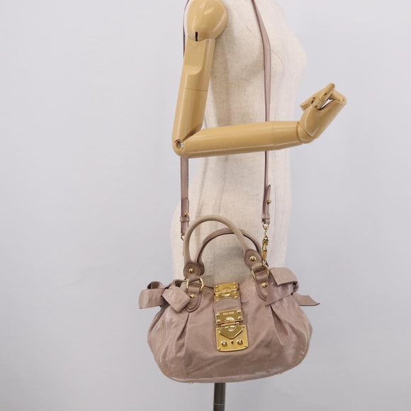 Miu Miu Hand Bag Vitellolux 2way Pink Gold Auth 211127V