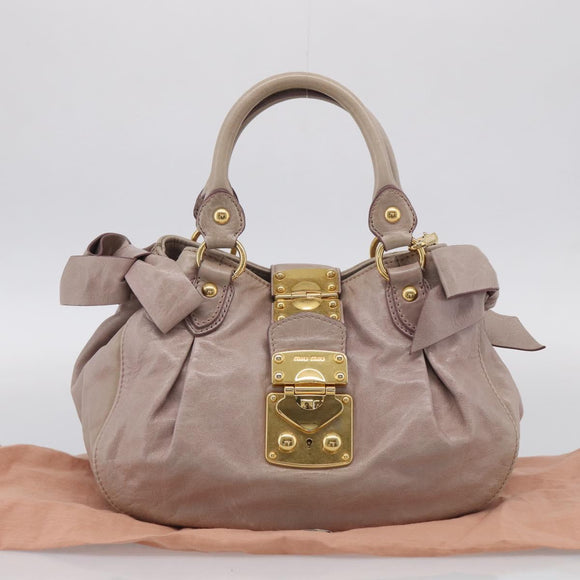 Miu Miu Hand Bag Vitellolux 2way Pink Gold Auth 211127V